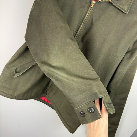 Vintage Wrangler Mens Olive Army Green Quilted Work Jacket Sz 42 Distressed - Picture 9 of 16